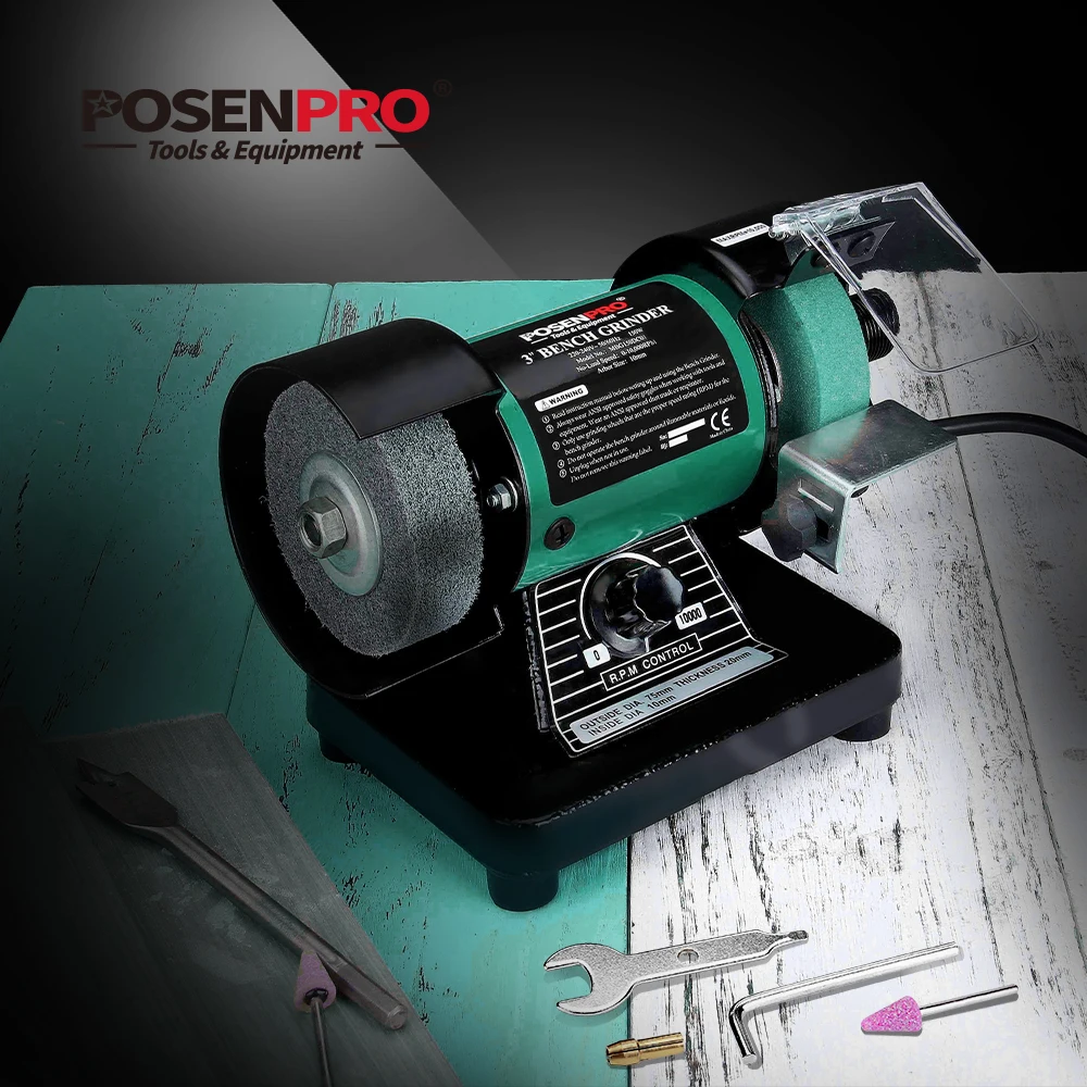 Posenpro 150w 3 Mini Bench Grinder Speed Adjustable With Flex