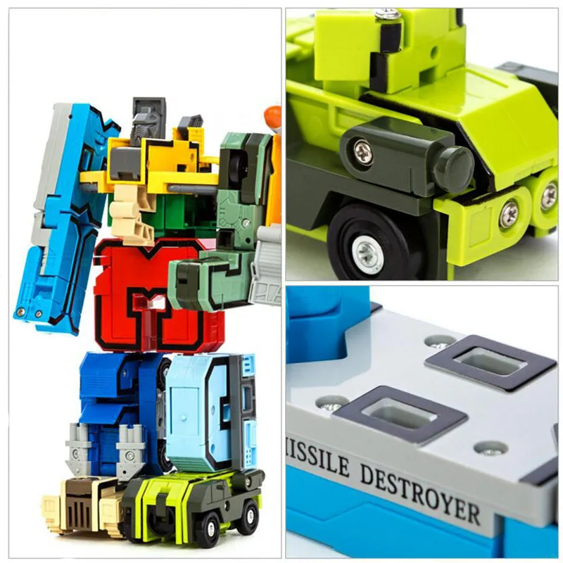 10Pcs Creative Assembling Educational Blocks Action Figure Number Transformation Robot Deform Plane Car Gift Toys for Children