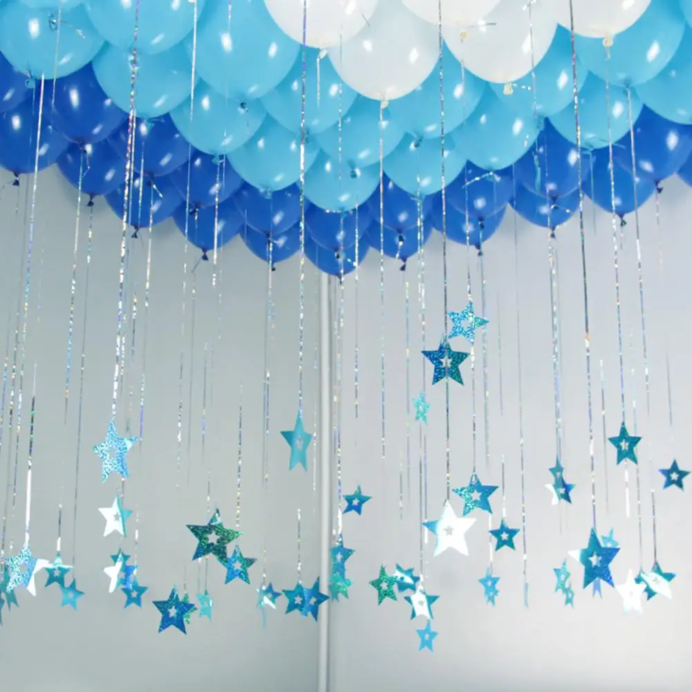 

100Pcs Ribbon Bling Shiny Stars Pendant Wedding Balloon Living Room Decor Party Supplies Accessary