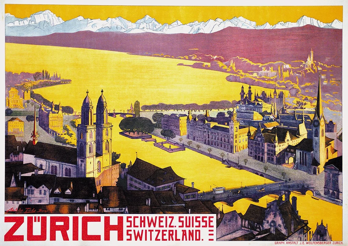 Switzerland Zurich Tourism Zurich Birdview Classic Canvas Paintings