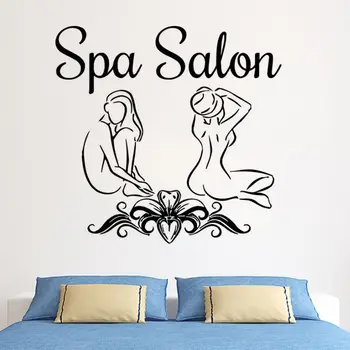 

Vinyl Wall Sticker Spa Salon Logo Wall Window Decal Removable Beauty Salon Wall Mural Spa Shop Decor Beautiful Lady Decal AY1286