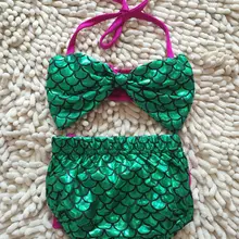 Горячая Распродажа милый бандаж русалка бикини для маленькой девочки комплект Холтер купальный костюм с бантом купальник купальный костюм купальный пляжный купальник