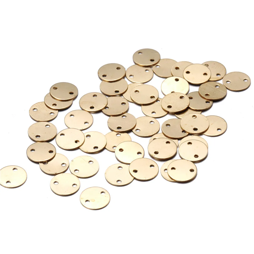 

50 PCS/lot 8*8mm New Sequin Round Charms Pendants Circle Double Hole Polish Charms Copper DIY Accessories Jewelry Wholesale
