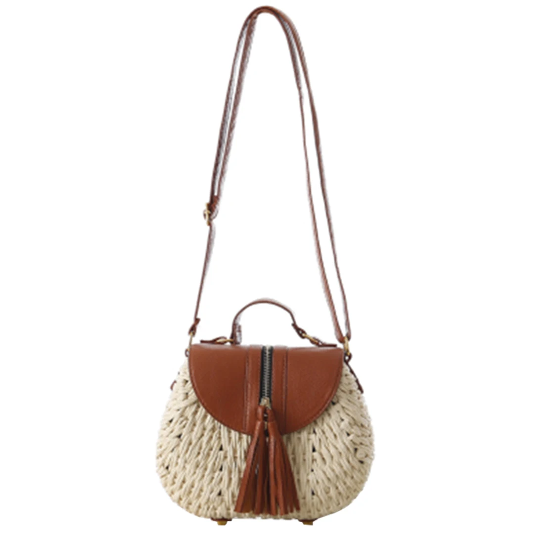 2 Color Vintage Women Bags Style Woven Cross Body Bag With Tassel And