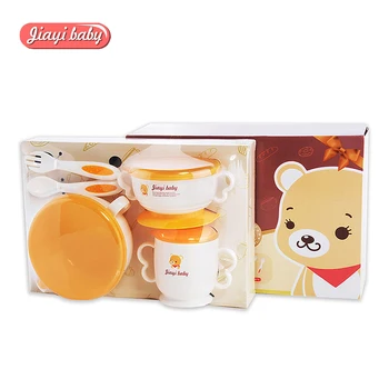 

6pcs/set Baby Feeding Set with Sucker Bowl Food Grade PP Fork Spoon Cup Plate Dinnerware Set Children Anti-Scald Tableware