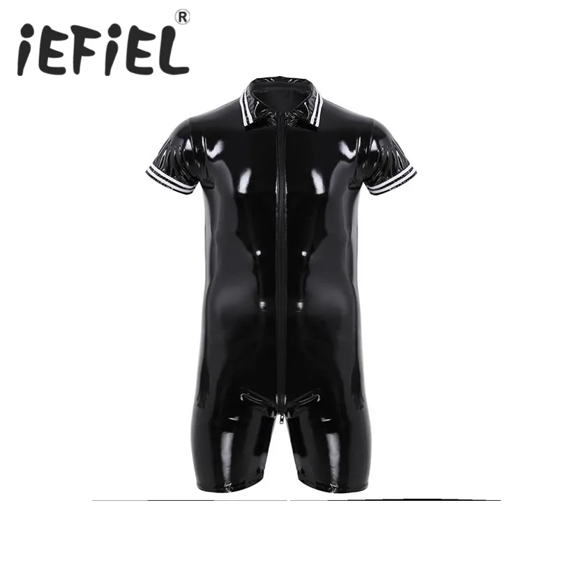 Боксеры iEFiEL мужские из лакированной кожи нижнее белье с коротким рукавом на