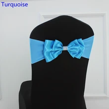 Бирюзовый Цвет стул створки атласа стул створки спандекс лайкра галстук-бабочка подходят для всех стулья свадебный банкет отеля украшение партии