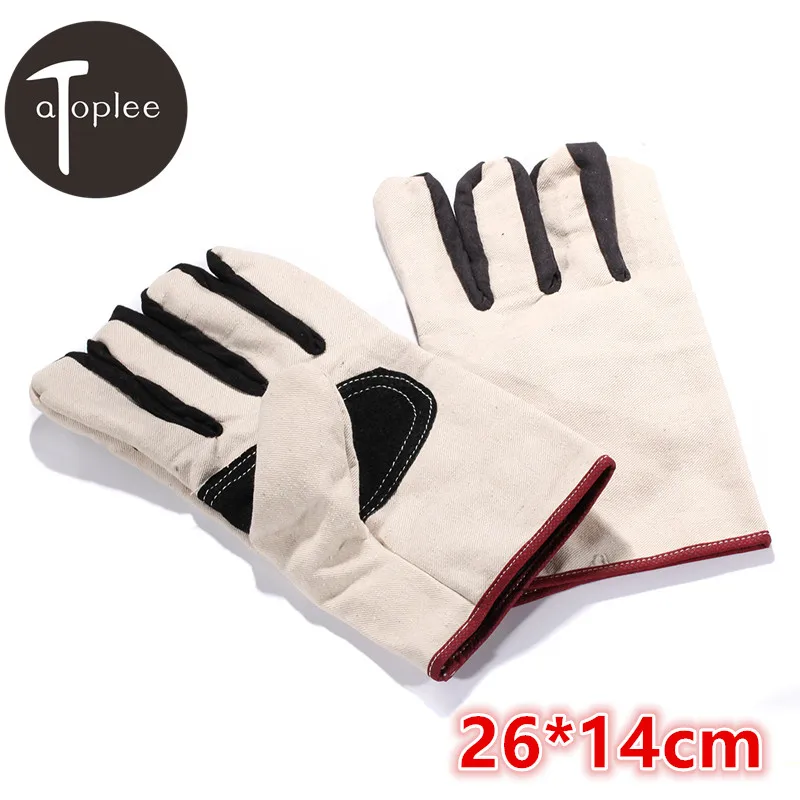 1Pair Padded Canvas Fully Cotton Lined Welding Gloves Men's Work Driver
