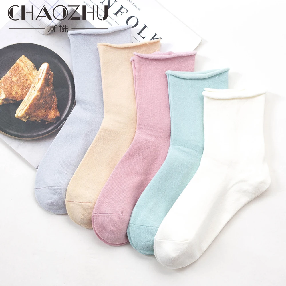 Buy CHAOZHU 5 Colors Roll Top Loose Solid Colors Women