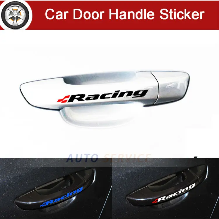 8Pcs/Lot New Racing Car Door Handle Sticker Reflective Auto Stickers