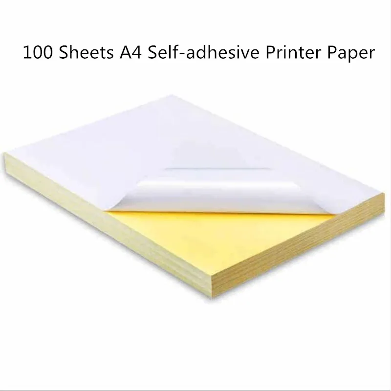 100 Лист A4 лазерный струйный принтер копир ремесло Бумага белые самоклеющиеся Стикеры этикетка матовая поверхность Бумага лист школьные