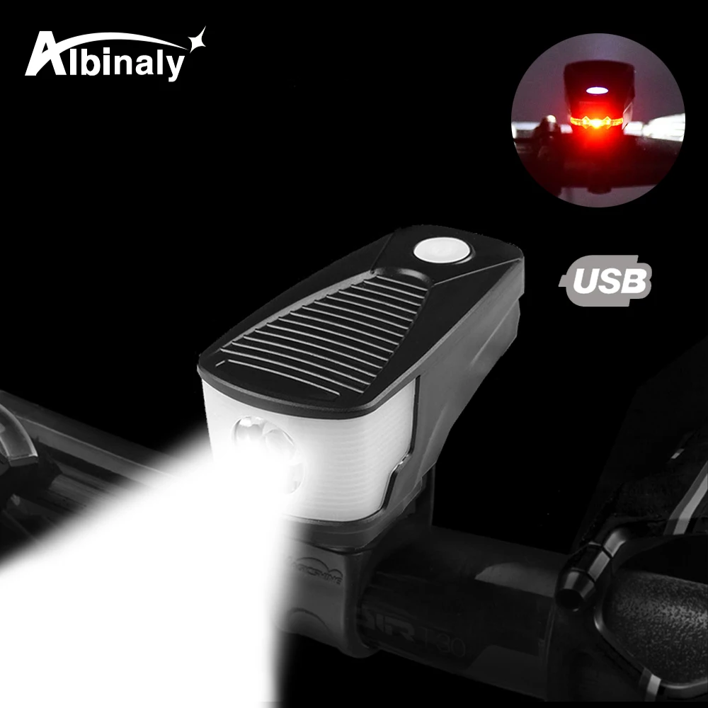 

USB charging bicycle light 4 lamp mode LED bike light waterproof easy to install with tail light function suit for night riding