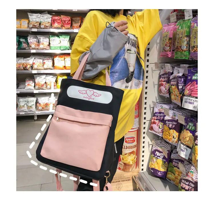 Menghuo New Leisure Canvas Backpack Women School Bookbag Female Large Space Casual Panelled Travel Bag Backpack Laptop Mochilas_28