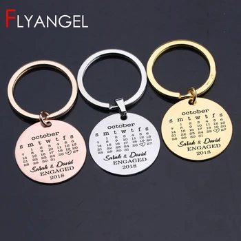 

Custom Name And Data Special Calendar Keychain High Quality Key Holder Anniversary Lover Couples Gifts Cute Keyring Bag Charm