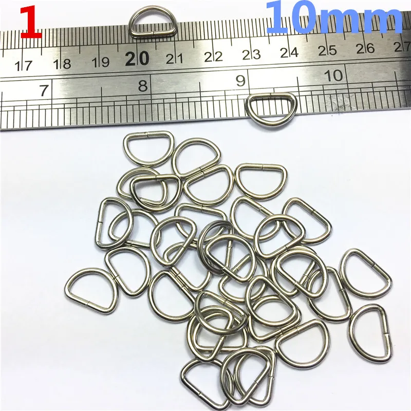 1   10mm  Dee Rings for NonWelded D ring Non-Welded Nickel Plated D-Rings Webbing Strapping Bags Garment Accessories Buckle