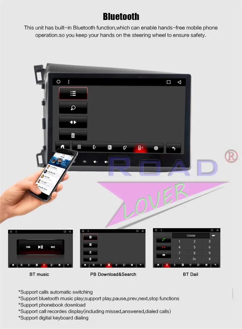 Cheap Roadlover Android 8.1 Car Multimedia Radio Player For Honda Civic 2012 2013 2014 Stereo GPS Navigation Automagnitol 2 Din NO DVD 19