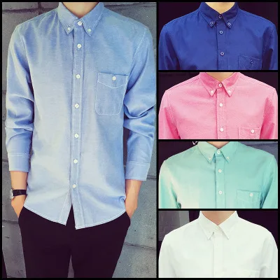 

Casual new men's long-sleeved shirt oxford fashion trend shirt
