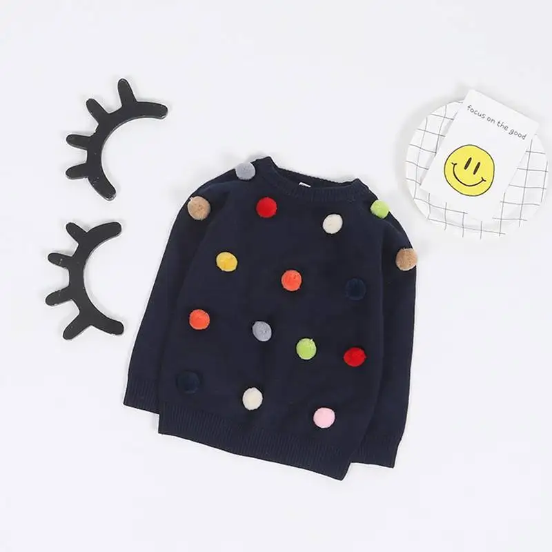 

Autumn Winter Girls Sweater Colorful Dot Design Keep Warm Sweaters Comfortable Fabric Clothing Good Quality Casual Girls Wears
