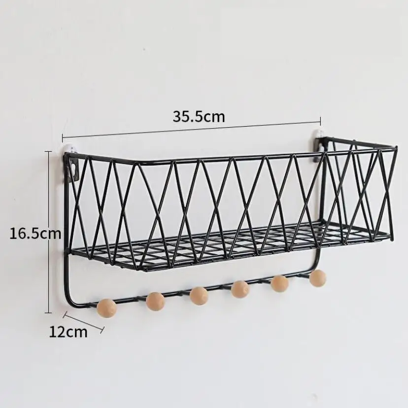 

Creative Room Decoration Storage Shelf Round Wood Hook Hanger Keys Bag Towel Hanger Kitchen Rack Iron Shelves Wall Hanging GY056