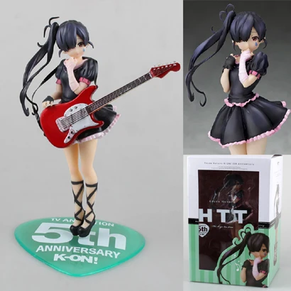 5th Юбилей Azusa Nakano K-ON аниме Рисунок akiyama Mio рицу тайнака ПВХ 1/8 девочка играть музыкальная модель игрушки полностью из коллекций - Цвет: Azusa with color box