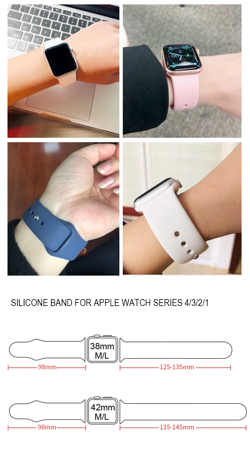 Ремешок для Apple Watch Band 4 3 Iwatch Band 42 мм 38 мм 44 мм 40 мм силиконовый ремешок для часов оранжевые браслеты для девочек и женщин