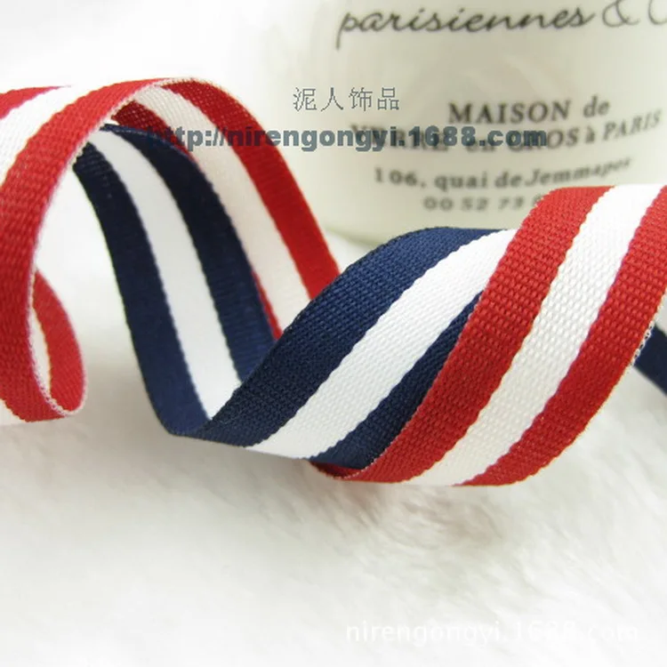

15mm color navy wind stripe ribbon handmade DIY materials wholesale clothing accessories hairpin ribbon