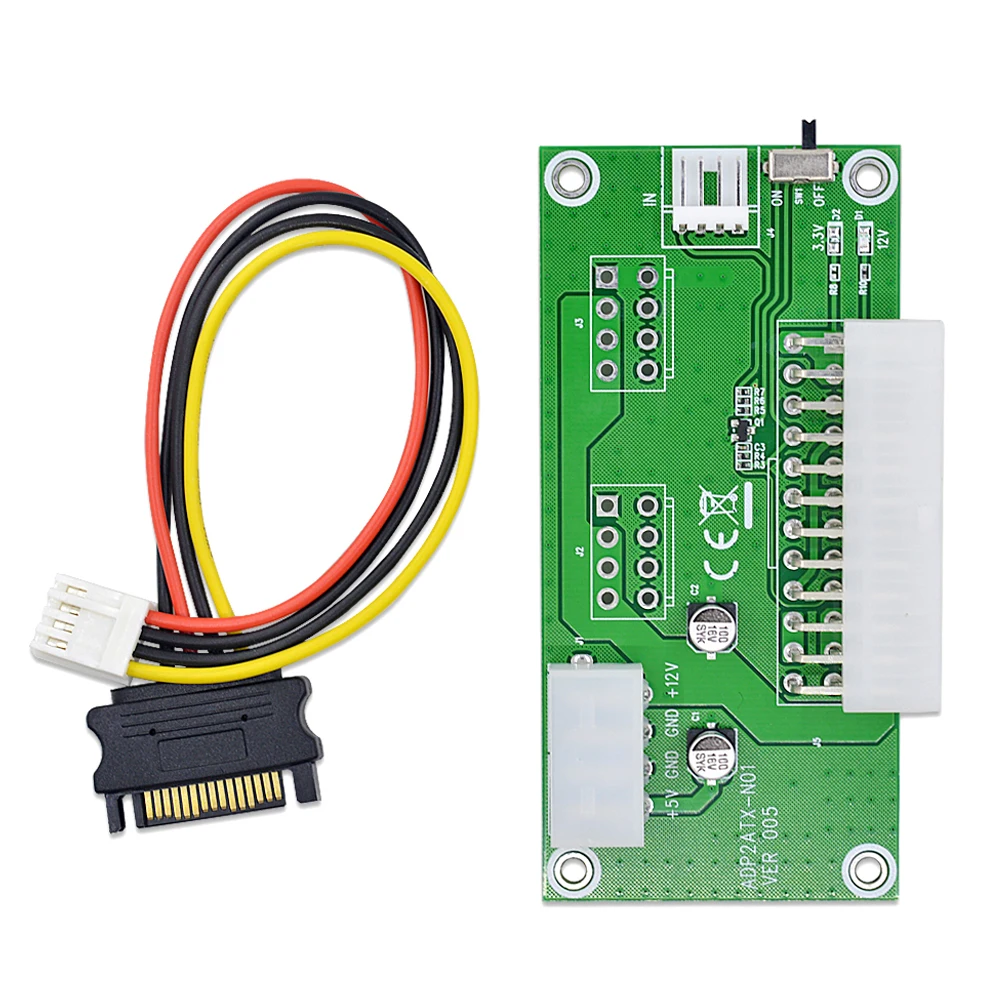 

CHIPAL VER005 Dual PSU Riser Card ATX 24PIN to 4PIN Molex Power Supply Sync Starter Cable Adapter ADD2PSU for BTC LTC ETH Mining