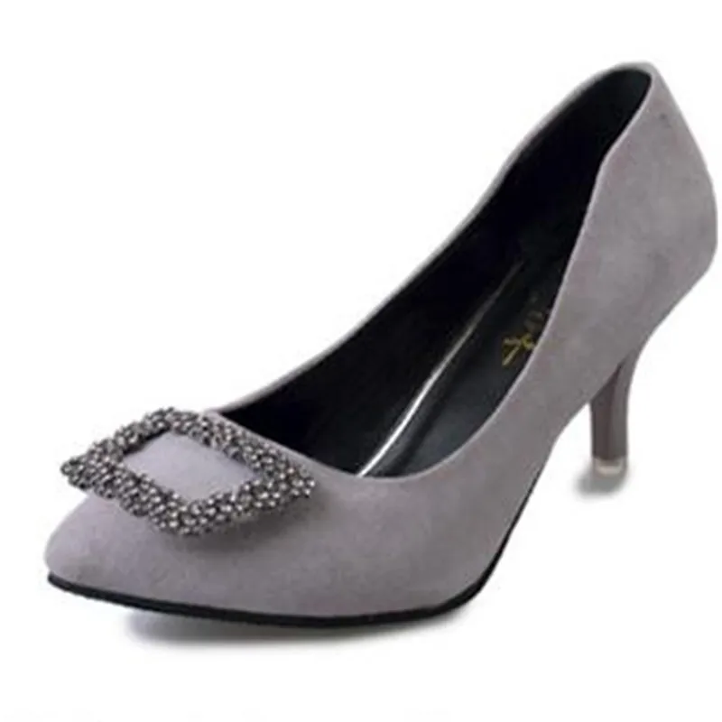 

Women 's shoes spring and summer new rhinestones buckle sexy high heels pointed fine with shallow mouth shoes wedding shoes