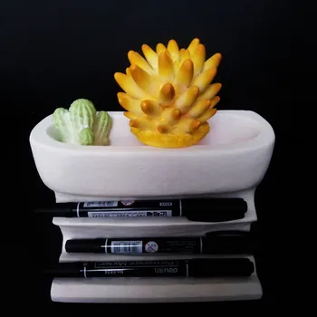 

Plaster Mold for Cactus flower Handmade Concrete Pen Card Holder Silicone Mould Creative Desktop Decorating Craft Molds