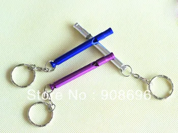 

Wholesale 240 Safety Survival kit Emergency Whistle Key Chain Aluminum Alloy Metal Camping Tools- Free Shipping