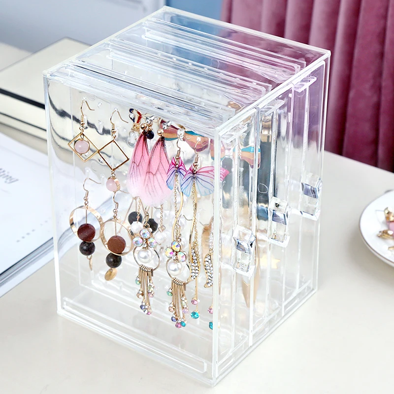

ANFEI Transparent Crystal Jewelry Earring Display Earrings Hanger Nail Art Display Stand Showing Shelf Necklace Rack C220-6