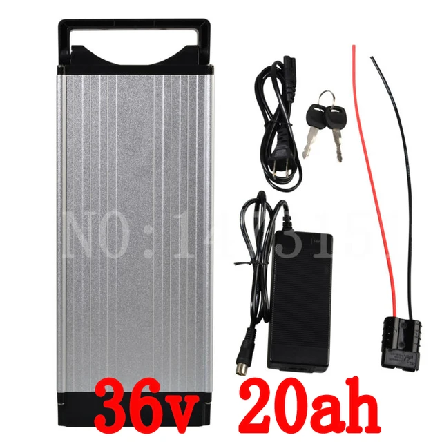 Cheap 1000W Rear Rack Electric Bike Battery 36V 20Ah Lithium ion Battery Used 18650 2000mAh cell & 30A BMS + 2A Charger