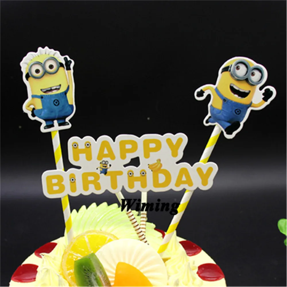 cake topper birthday minions toy cake decorating supplies children kids baby birthday gifts toys minions party cupcake toppers