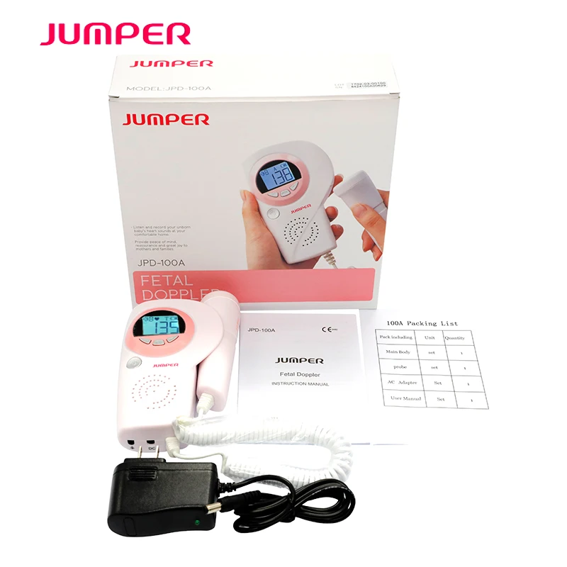 

LCD Baby Fetal Doppler JPD-100A Pink 3.0MHz Fetal Heart Rate Detection FHR Portable Ultrasonic Diagnostic For Pregnant woman