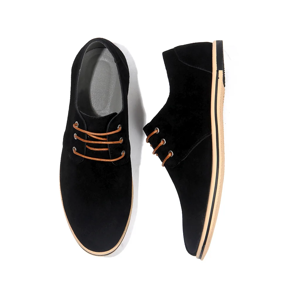 ZXQ; Новинка года; сезон осень; мужские туфли-оксфорды из искусственной замши; удобные мужские туфли на шнуровке яркого оранжевого цвета; размеры 38-48 - Цвет: Black