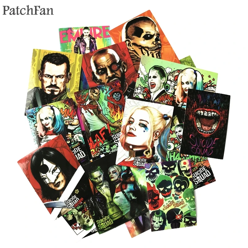 

Patchfan 20pcs Suicide Squad cosplay Pvc waterproof stickers decals for DIY Laptop Skateboard Home Car wall sticker badges A1460