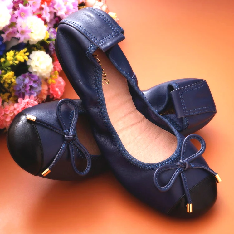 Женская обувь на плоской подошве из натуральной кожи новые Стиль женская обувь Женские туфли-лодочки закрытым balerinas Обувь для Женская обувь, Большие размеры