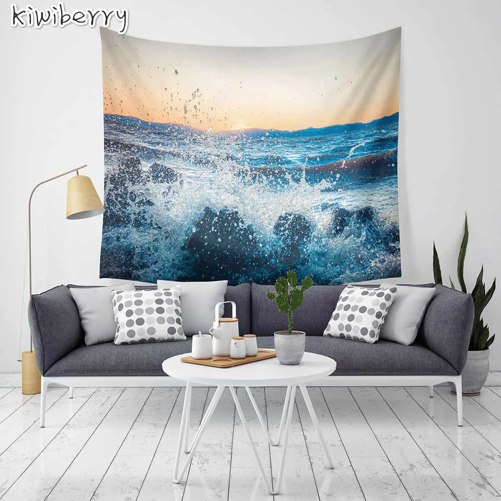 

Hippie Macrame Wall Hanging Tapestry Cotton Sea Printed Mandala Carpet For Living Room Home Towel Boho Decoration Wall Tapestry