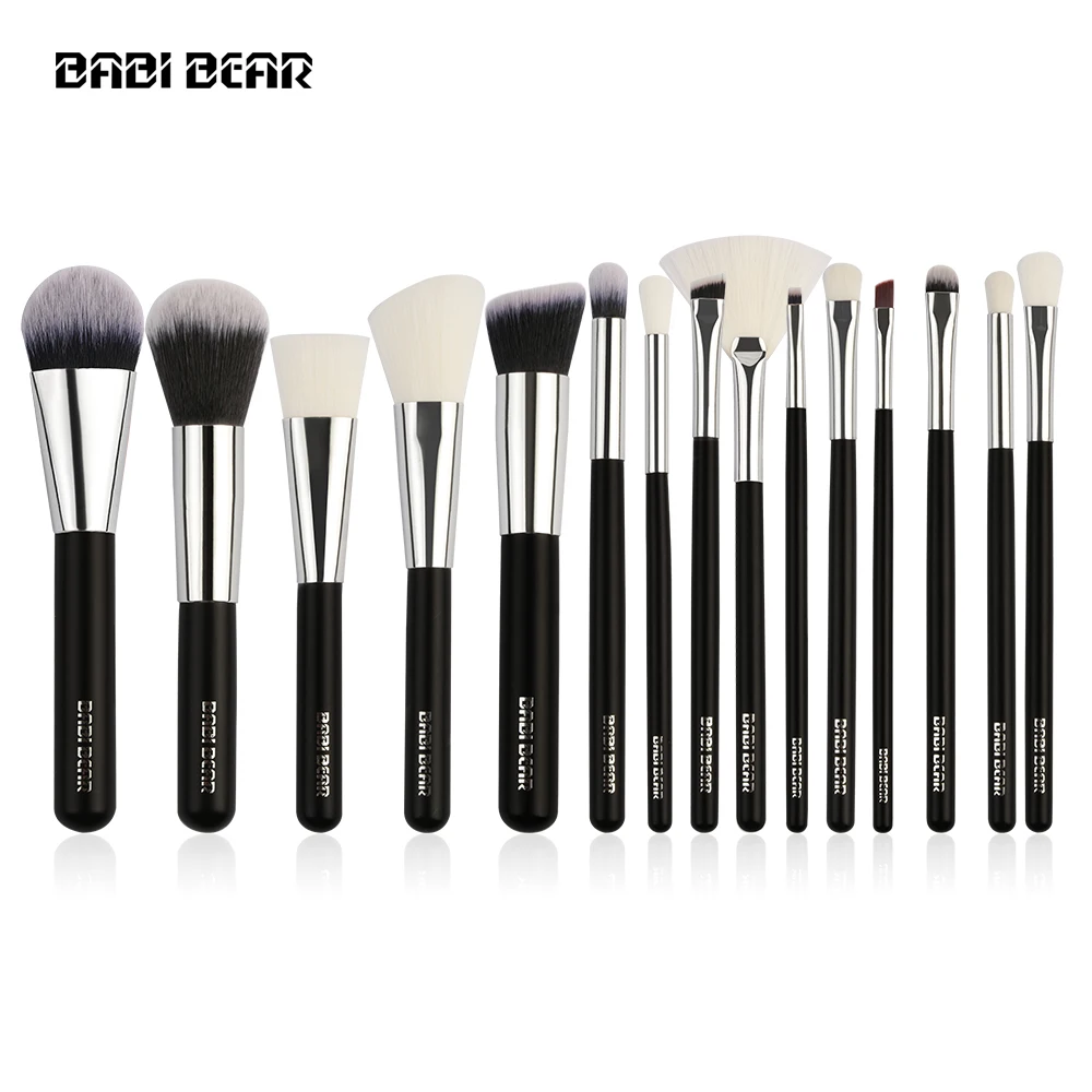 

BABI BEAR 15pcs Black Makeup Brushes Set Foundation Powder Blush Highlighter Eyeshadow Brush Eye Makeup Brush Professional