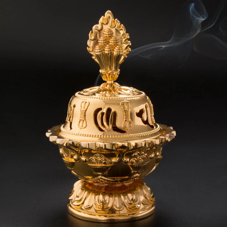

Just Here! Tibetan Modern Archaizing Incense Burner, Alloy Incensory, Including One Incense Clip, D:11.3, H:17.5, Buddha Supply