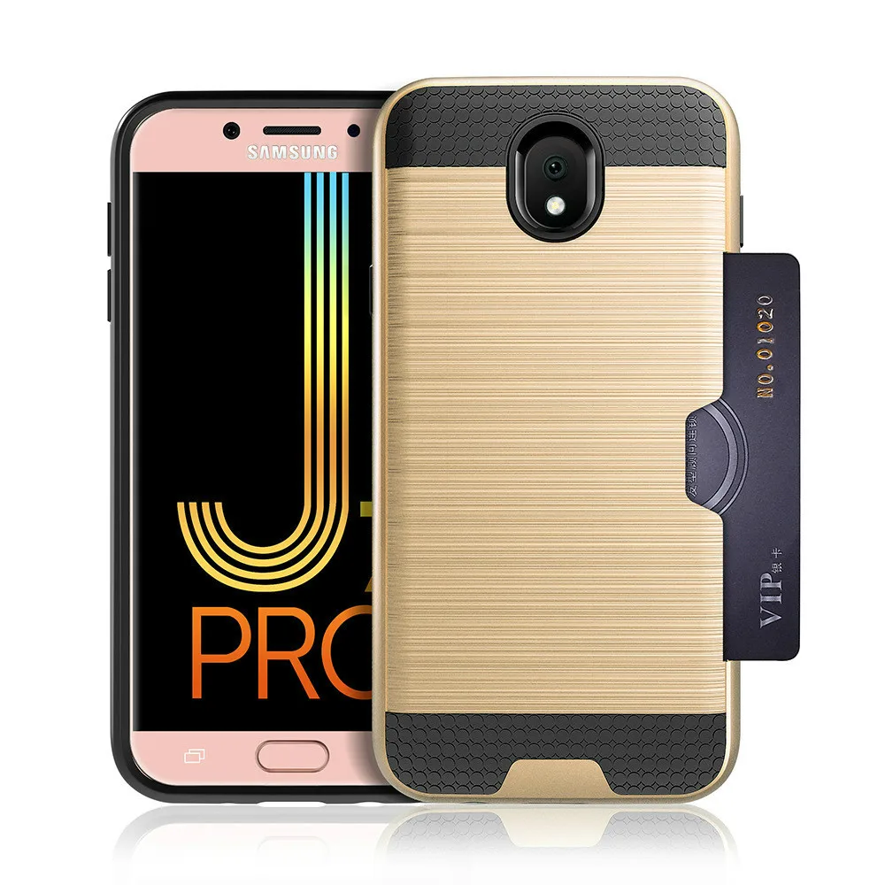 

Metallic Color Card Slot Armor Back Cover For Samsung Galaxy J5 2017 J530 EU /J7 2017 J730 EU Case For Samsung J5 J7 Pro Funda