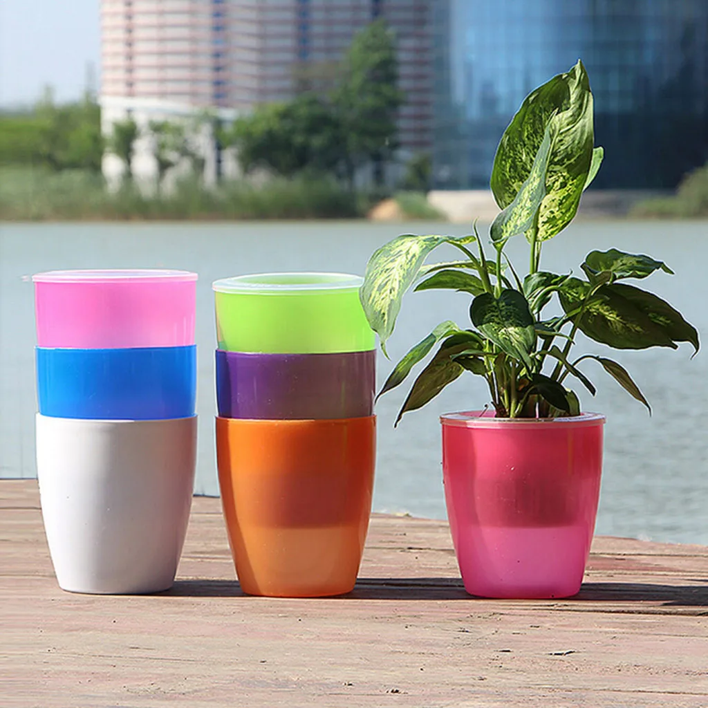 

Lazy Flower Pot Automatic Water Absorption Plastic Pot Green Plant Water Culture Multi-color toughness flower pots groot