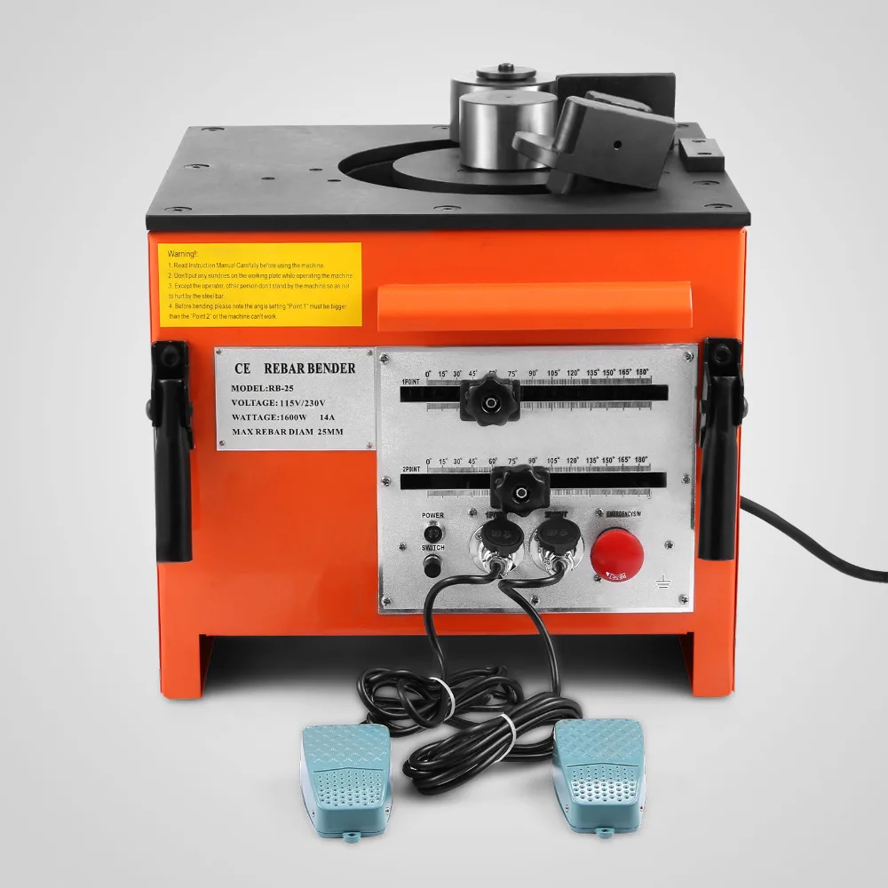 

US Stock Electric Rebar Bender Foot Switch #8 Pedal Included 1" (25mm) Grade 60 Rebar Bending Machine
