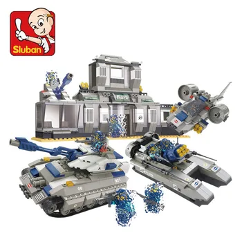 

Sluban 0211 822Pcs Police SWAT Headquarters Building Block Construction Figure Toys Gift For Children gifts Compatible With Toys