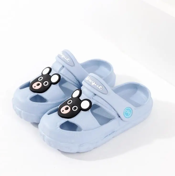 summer Children boys girls EVA Slippers five star Non-slip beach hole shoes different styles 140-180 XQ01 - Цвет: 0088-3 light blue