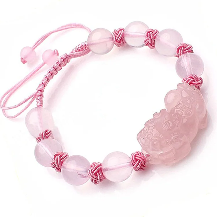 

2019 New Pink Crystal PIXIU Bracelet New Design Bring Health Wealth Lucky Bracelet for Women Nautral Stone Beads Jewelry Female