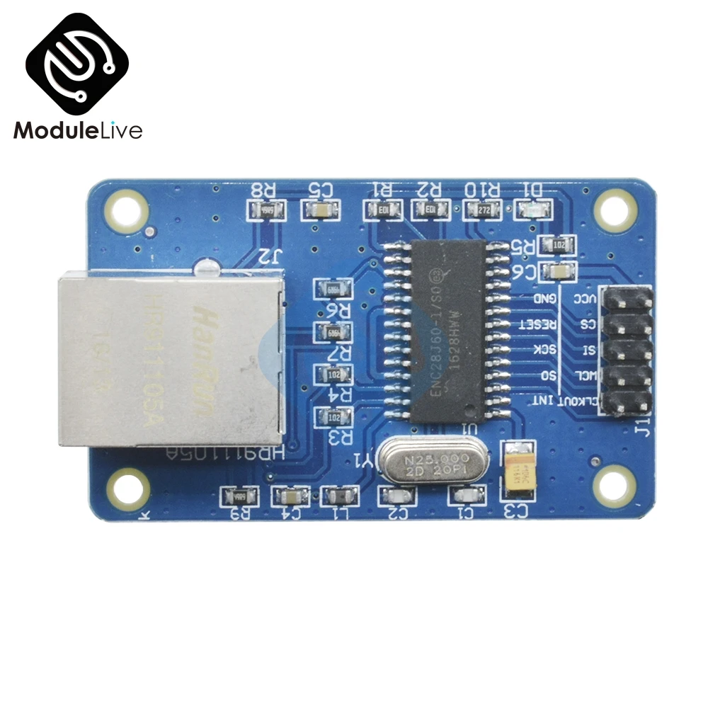 1 шт. сетевой модуль ENC28J60 Ethernet LAN для Arduino 51 AVR SPI PIC STM32 LPC с 25 МГц кристаллическим