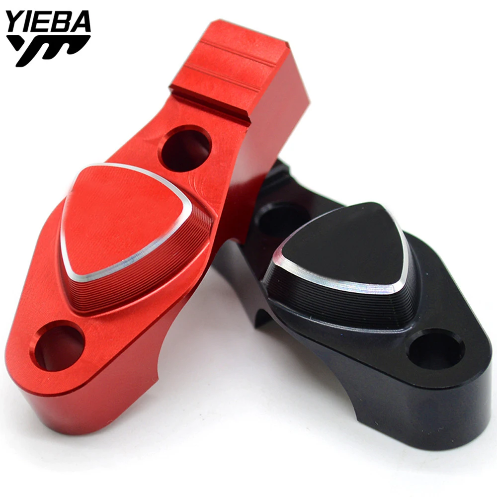 FreeShipping Motorcycle CNC Billet Aluminum Handlebar bar Clamp with Mirror adapter Red Black For DUCATI MONSTER 696 695 796 795