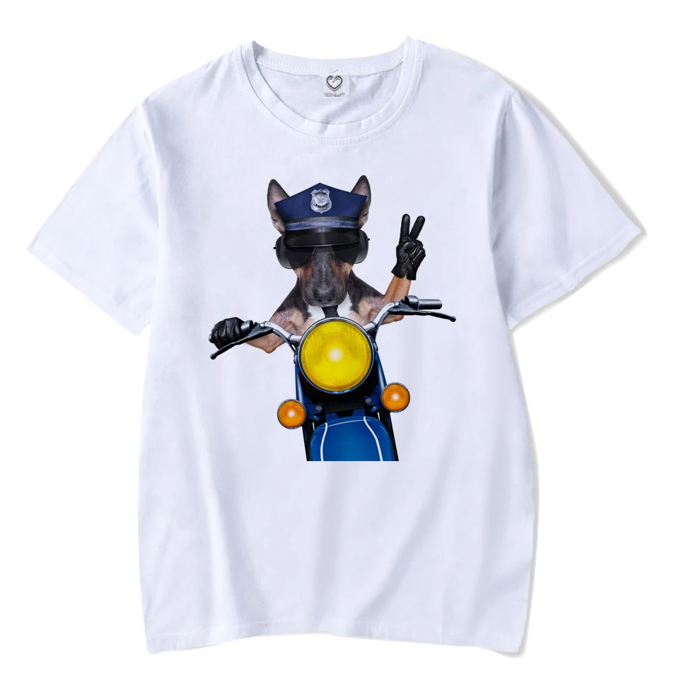 3D роспись для мотоцикла футболки с изображением собак Для мужчин летние Tops Tees men О