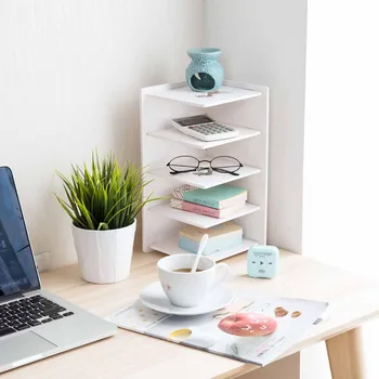 

OTHERHOUSE Desktop Shelf Storage Rack Book Shelf Display Bookends 5 Layers Desk Organizer For Books File Office Home Decoration